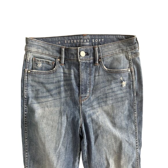 WHITE HOUSE BLACK MARKET Everyday Soft Lace Print Trim Crop Pants Jeans Size 4 - Picture 5 of 8